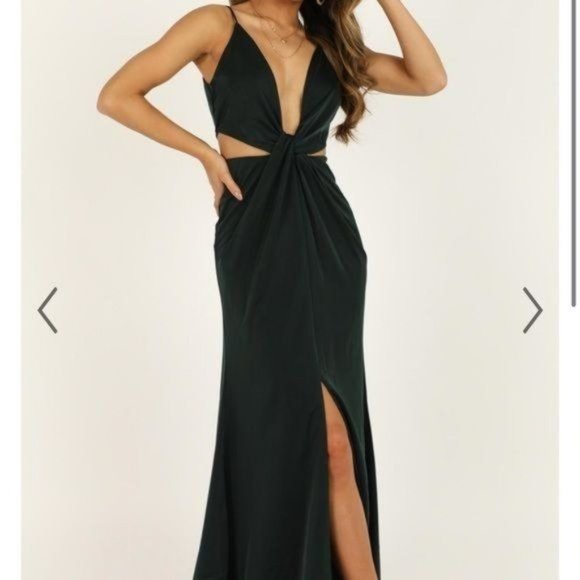 Showpo. Dresses & Skirts - Showpo Emerald Green Sleeveless Knotted Waist Cut-Out Maxi Formal Dress 6